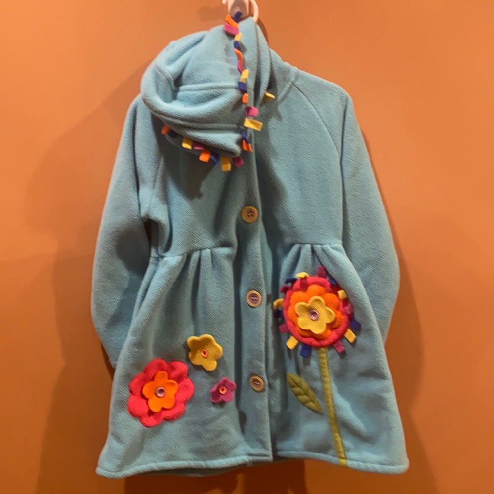 Girls fleece jacket with flower appliqué size 6